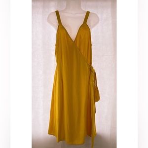 Yellow Linen Wrap Dress